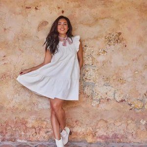 Altar'd State White Tiered Babydoll Mini Dress in White Size Small